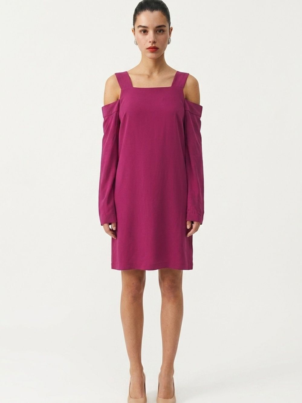 AMANDA UPRICHARD | Trenton Cutout Shoulder Magenta Shift Dress Women’s Size S
